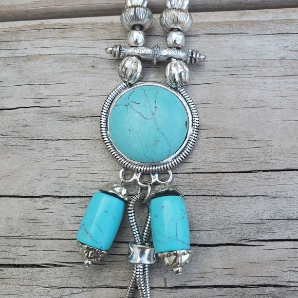 Apache Style Turquoise Boho Dangle Necklace - Picture 4 of 6